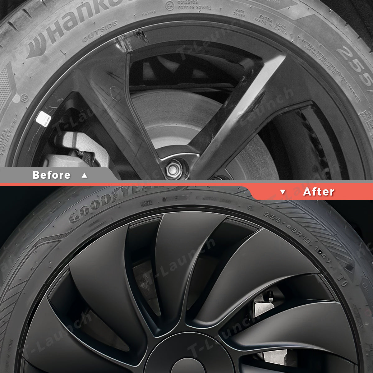 19'' Crossflow Hubcaps Wheel Covers – Spiral Spoke Style for Tesla Model Y Juniper 2025+ (Set of 4)