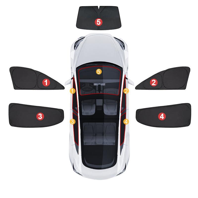 Model S(2012-2025) Privacy Thermal Insulated Curtains Window Camping Sunshades for Tesla Front & Rear Door Windows & Front Windshield