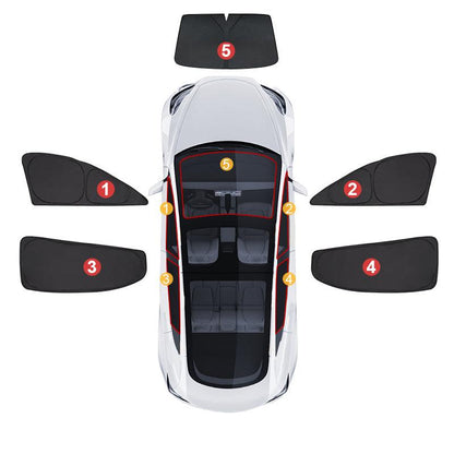 Model S(2012-2025) Privacy Thermal Insulated Curtains Window Camping Sunshades for Tesla Front & Rear Door Windows & Front Windshield