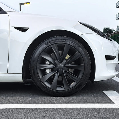 18'' Aero Hubcaps Wheel Covers for Tesla Model 3 (2017–2023) – Helix 2.0 Style (Set of 4) Matte Black 4-Piece Set