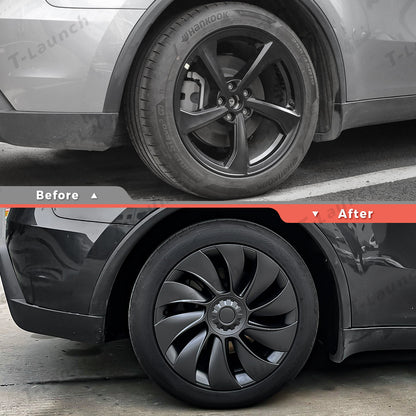 19'' Crossflow Hubcaps Wheel Covers – Spiral Spoke Style for Tesla Model Y Juniper 2025+ (Set of 4)