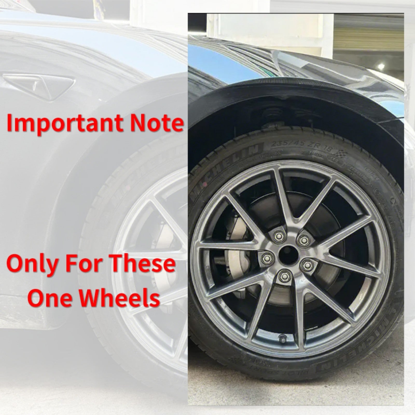 18 Inch Blade Style Hub Cap Black Wheel Covers for Tesla Model 3 2017-2023