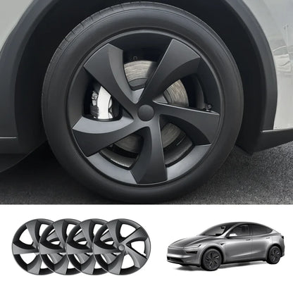 19'' Crossflow Hubcaps Wheel Covers – Twist Spoke Style for Tesla Model Y Juniper 2025+ (Set of 4) Matte Black 4-Piece Set