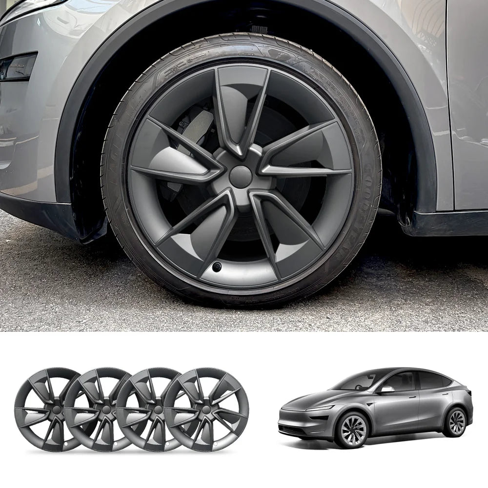 19'' Crossflow Wheel Cover Hubcaps for Tesla Model Y Juniper 2025+(4PCS)- Inspired by the Model 3 Highland Performance Matte Black