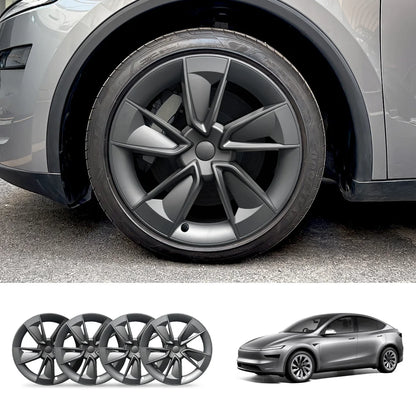 19'' Crossflow Wheel Cover Hubcaps for Tesla Model Y Juniper 2025+(4PCS)- Inspired by the Model 3 Highland Performance Matte Black