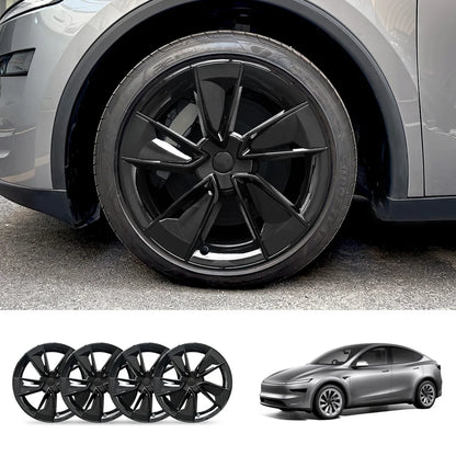 19'' Crossflow Wheel Cover Hubcaps for Tesla Model Y Juniper 2025+(4PCS)- Inspired by the Model 3 Highland Performance Glossy Black