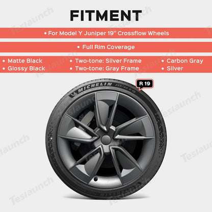 19'' Crossflow Wheel Cover Hubcaps for Tesla Model Y Juniper 2025+(4PCS)- Inspired by the Model 3 Highland Performance