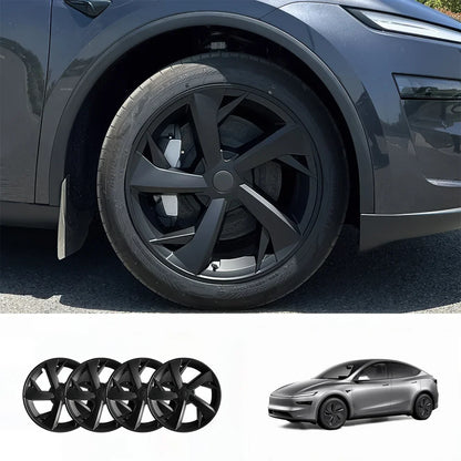 19'' Crossflow Hubcaps Wheel Covers – Spoke Style for Tesla Model Y Juniper 2025+ (Set of 4) Matte Black 4-Piece Set