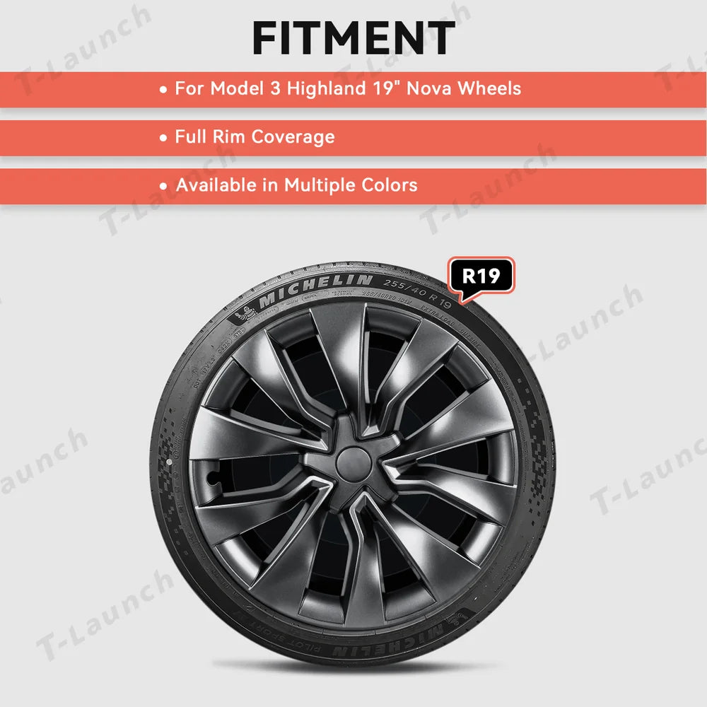 19'' Nova Hubcaps Wheel Covers – OEM Style for Tesla Model 3 Highland 2024+
