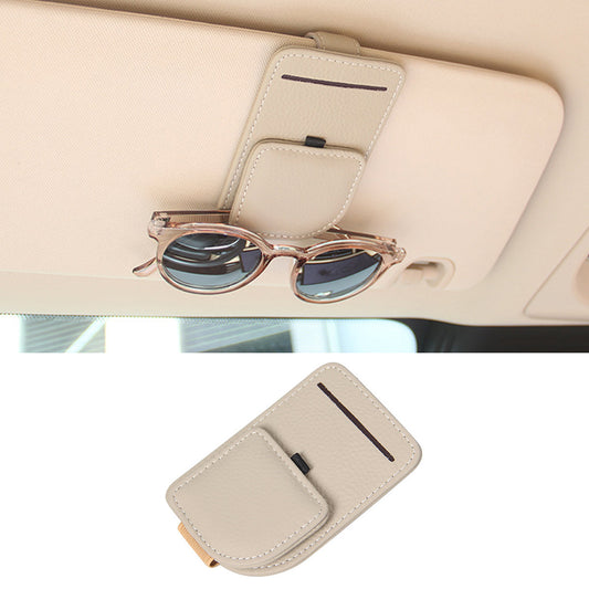 Magnetic Multi-Functional Glasses & Card Clip for Tesla Model 3/Y/S/X/CT Beige