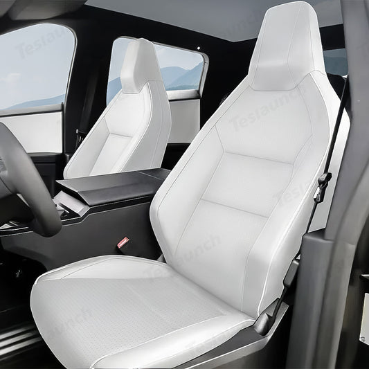 All-Inclusive Seat Cover for Tesla Cybertruck 2024+ Nappa Leather White