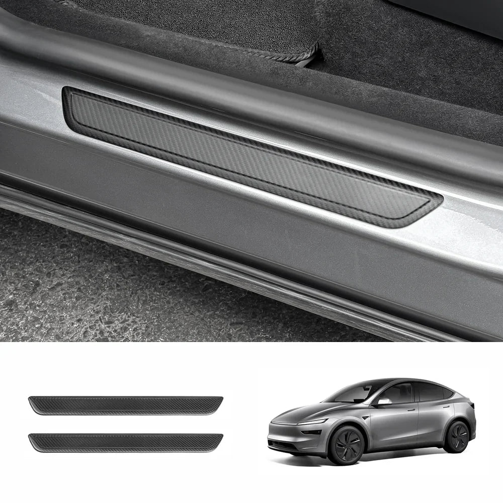 [Real Carbon Fiber] Front Door Sill Protectors for Tesla Model Y Juniper 2025+ (2PCS) Matte Carbon Fiber