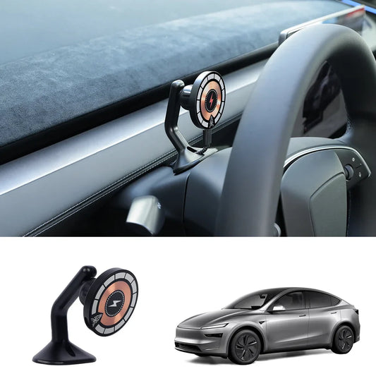 Steering Wheel Magnetic Magsafe Wireless Charging Phone Holder For Tesla Model 3/Y(2017-2025) 2024 Model 3 Highland 2025 Model Y Juniper