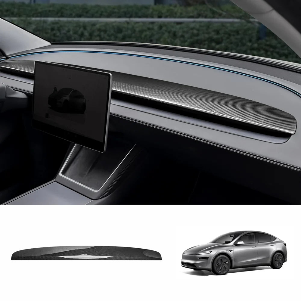 [Real Carbon Fiber] Dashboard Vent Trim for Tesla Model Y Juniper 2025+ Upper Trim Only-1PC Glossy Carbon Fiber