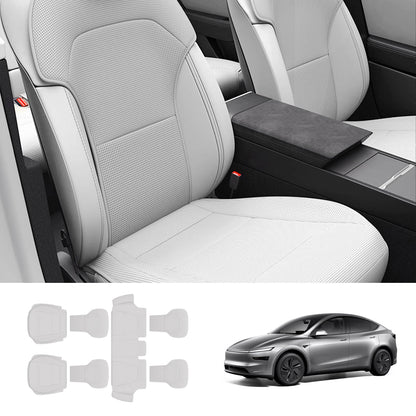 Napa Leather Seat Cushion Set – All-Season Ventilated Comfort for Tesla Model Y Juniper 2025+ (7-Piece Set) White