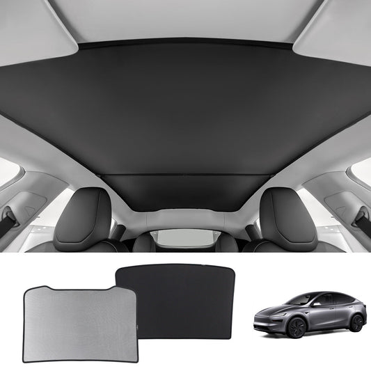 Split Nano Ice Crystal Glass Roof Sunshade for Tesla Model Y Juniper 2025+ Black