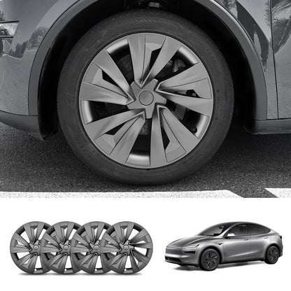 19'' Crossflow Hubcaps Wheel Covers for Tesla Model Y Juniper 2025+ – Helix 2.0 Style (Set of 4) Grey
