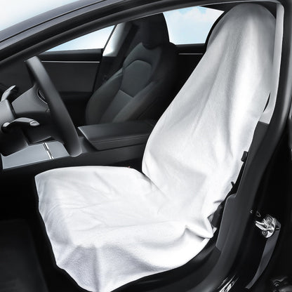 Machine Washable Waterproof Towel Seat Cover Protector - Fits All Cars Front Seat (1 Pc) White