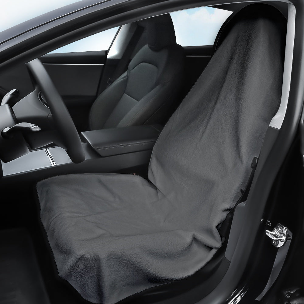 Machine Washable Waterproof Towel Seat Cover Protector - Fits All Cars Front Seat (1 Pc) Grey