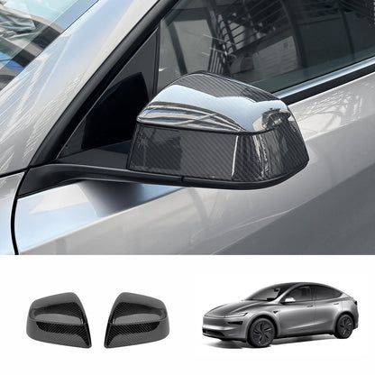 [Real Carbon Fiber] Rear View Mirror Covers for Tesla Model Y Juniper 2025+ (1 Pair) Glossy Carbon Fiber