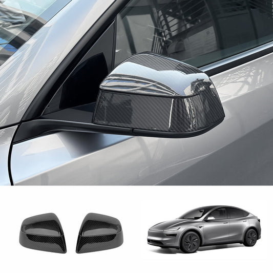 [Real Carbon Fiber] Rear View Mirror Covers for Tesla Model Y Juniper 2025+ (1 Pair) Glossy Carbon Fiber