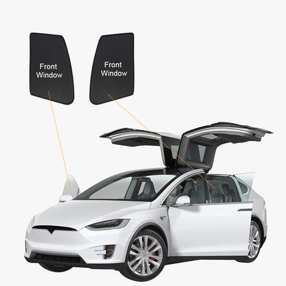 Model X(2015-2025) Privacy And Thermal Insulated Sunshades Curtains for Tesla Opaque Sun Visor for Camping and Daily Use Front Window(2 pcs)