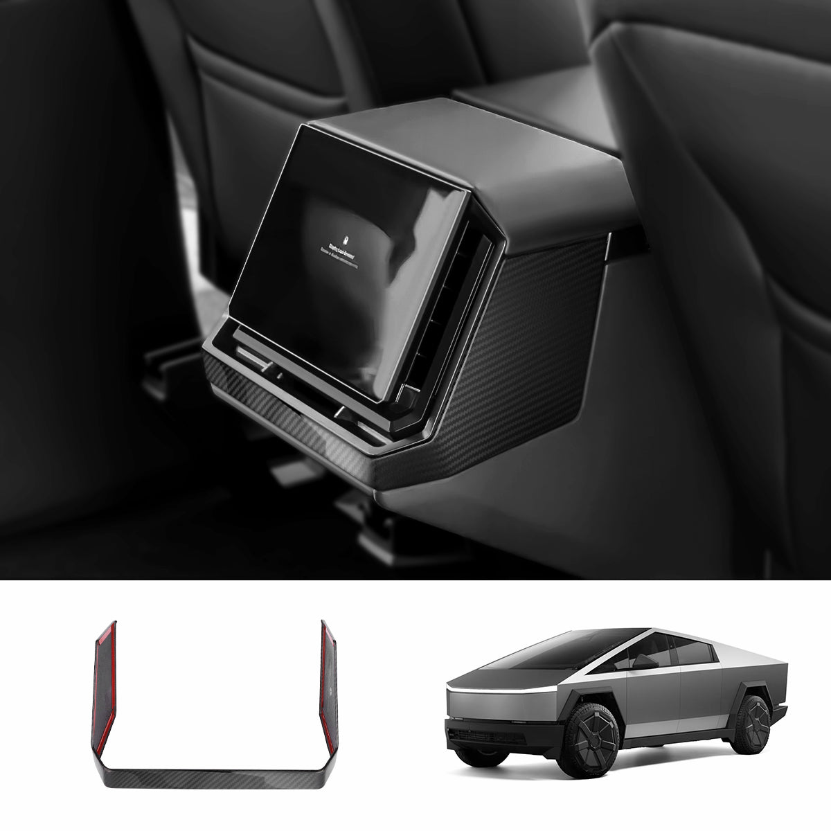 [Real Carbon Fiber] Rear Screen Frame Cover for Cybertruck Glossy Carbon Fiber