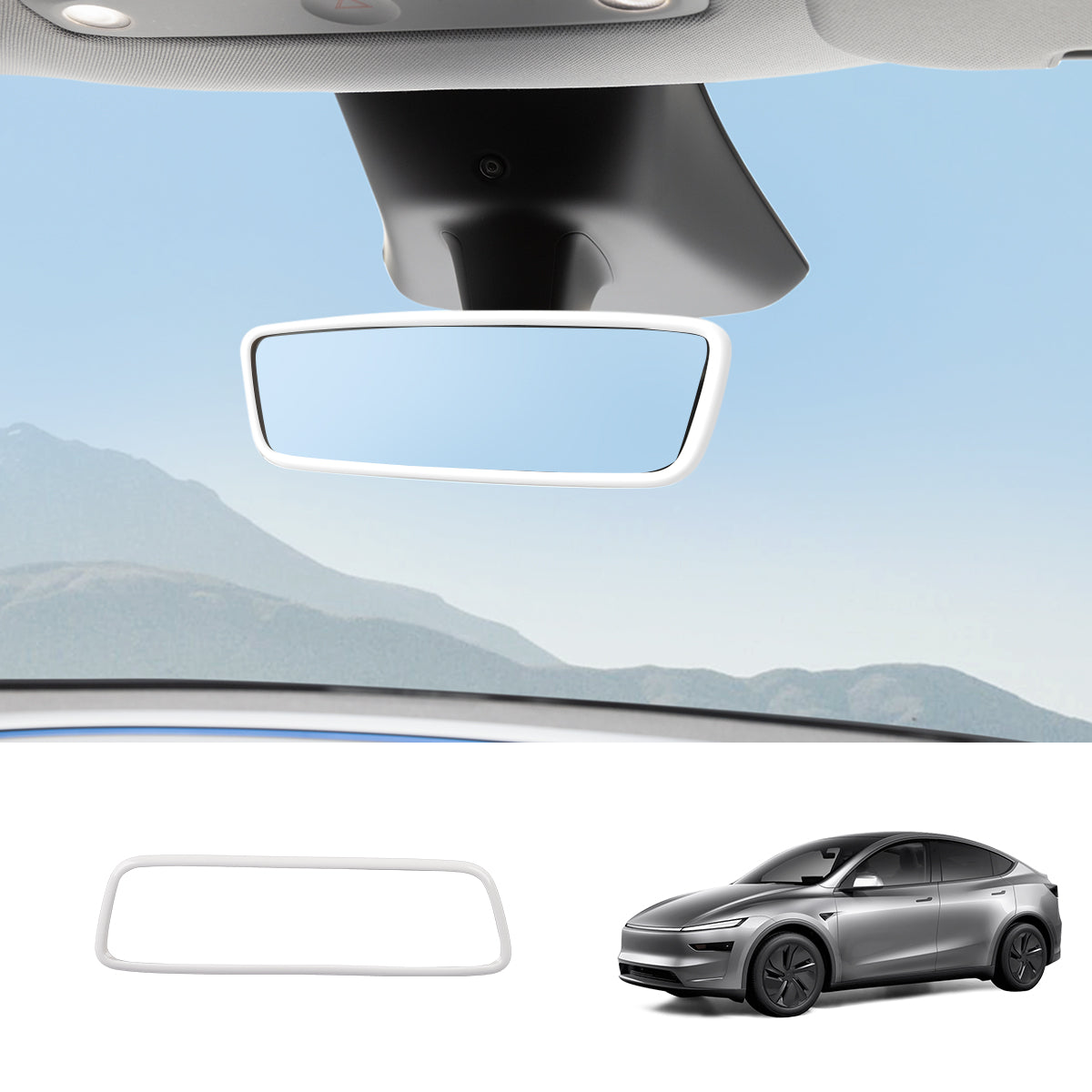 Interior Rearview Mirror Trim Cover for Tesla Model 3/Y Pearl White