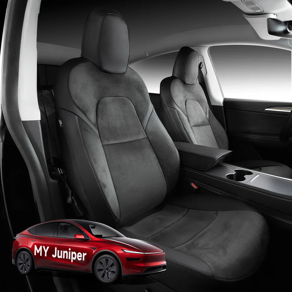 All-Inclusive Seat Cover for New Tesla Model Y Juniper 2025+ Alcantara+Nappa Black