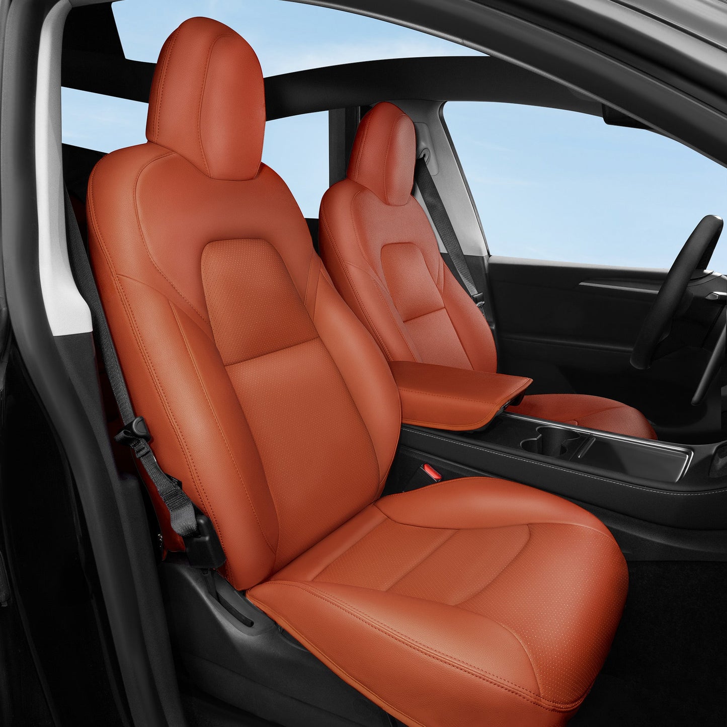 All-Inclusive 2012-2021 5 Seat Tesla Model S Seat Cover Nappa Leather Orange Choose Color Email the Car Seat Image 10 Days to Produce