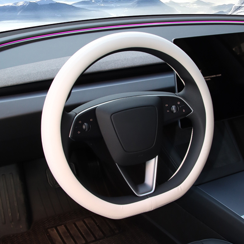Premium Ventilated Steering Wheel Cover for Tesla 2024+ Model 3 Highland WHITE