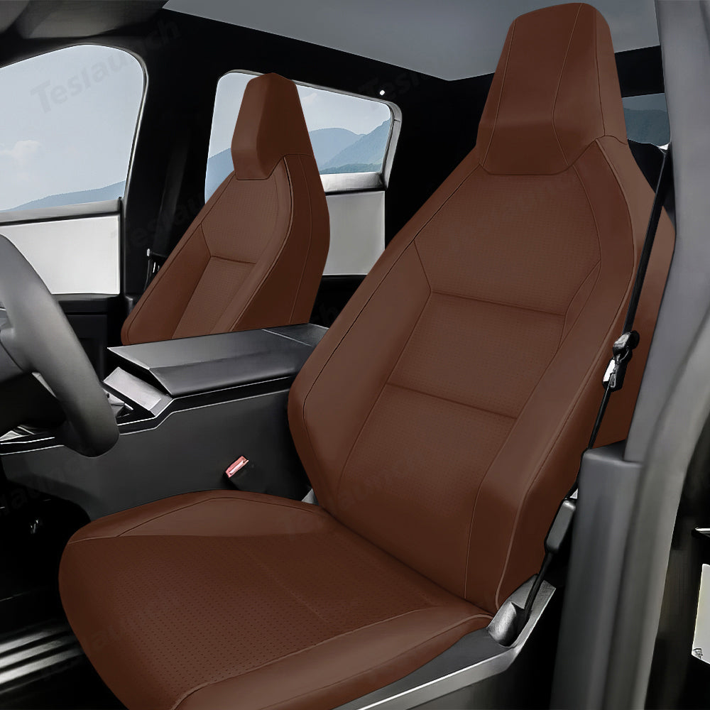 All-Inclusive Seat Cover for Tesla Cybertruck 2024+ Nappa Leather Dark Brown Full Set (Front & Rear Seats)