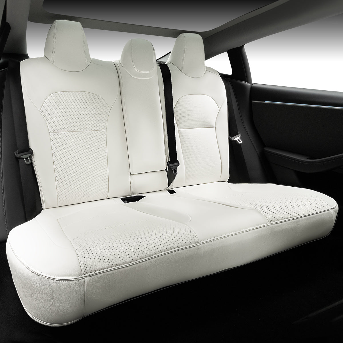 All-Inclusive Seat Cover for Tesla Model 3 Highland Performance 2024+ White Rear Seats Only