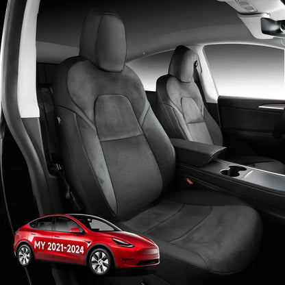 All-Inclusive 2020-2024 5 Seat Tesla Model Y Seat Cover Alcantara+Nappa Black