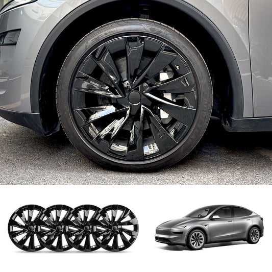 Helix 2.0 Style Wheel Hubcaps (Set of 4) for Tesla 2025+ Model Y Juniper 20'' Glossy Black