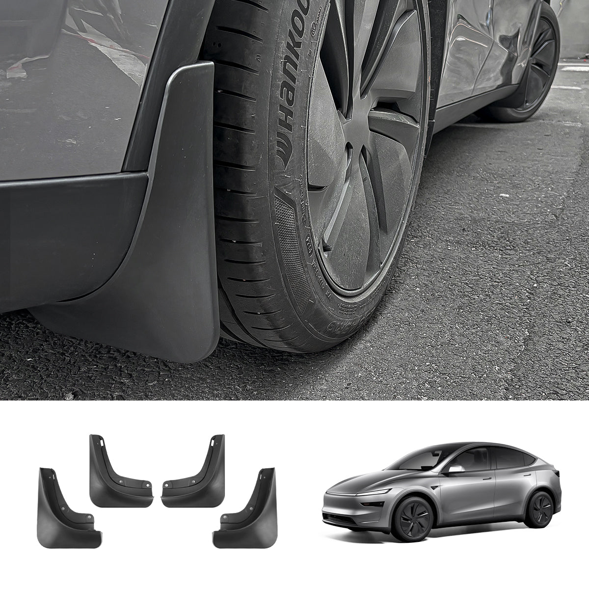 No-Drill Front & Rear Fender Mud Flaps for Tesla Model Y Juniper 2025+（4 PCS）