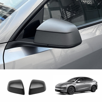 [Real Carbon Fiber] Rear View Mirror Covers for Tesla Model Y Juniper 2025+ (1 Pair) Matte Carbon Fiber