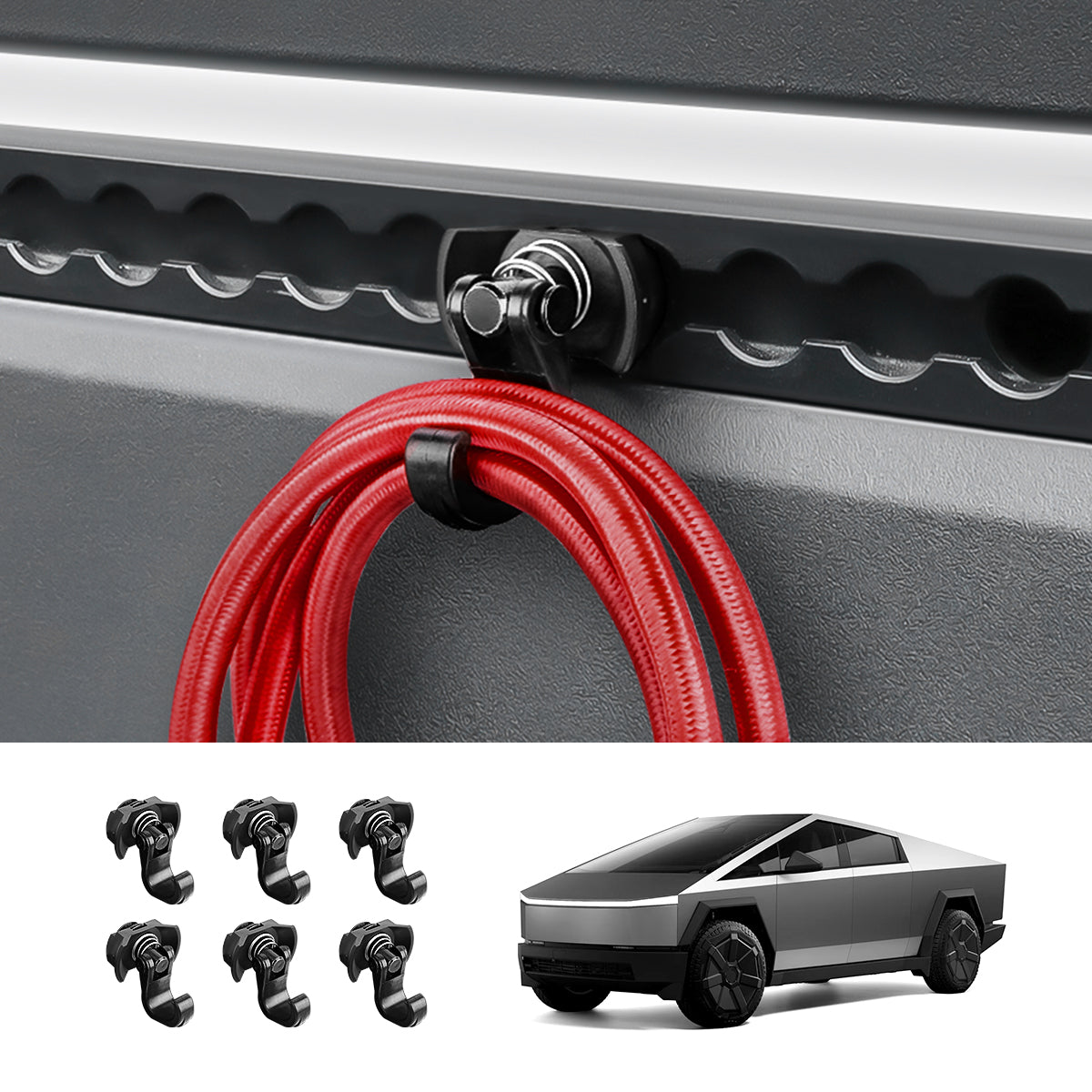 Adjustable L-Track Single Stud Gear Hook for Cybertruck 6 Pcs