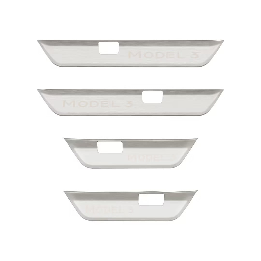 Anti-scratch Front Rear Door Sill Protector Cover for Tesla Model 3 Highland 2024+ Brushed silver