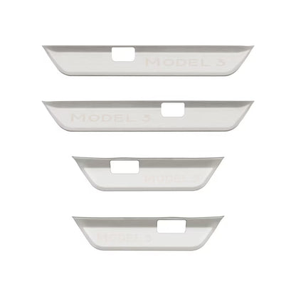 Anti-scratch Front Rear Door Sill Protector Cover for Tesla Model 3 Highland 2024+ Brushed silver