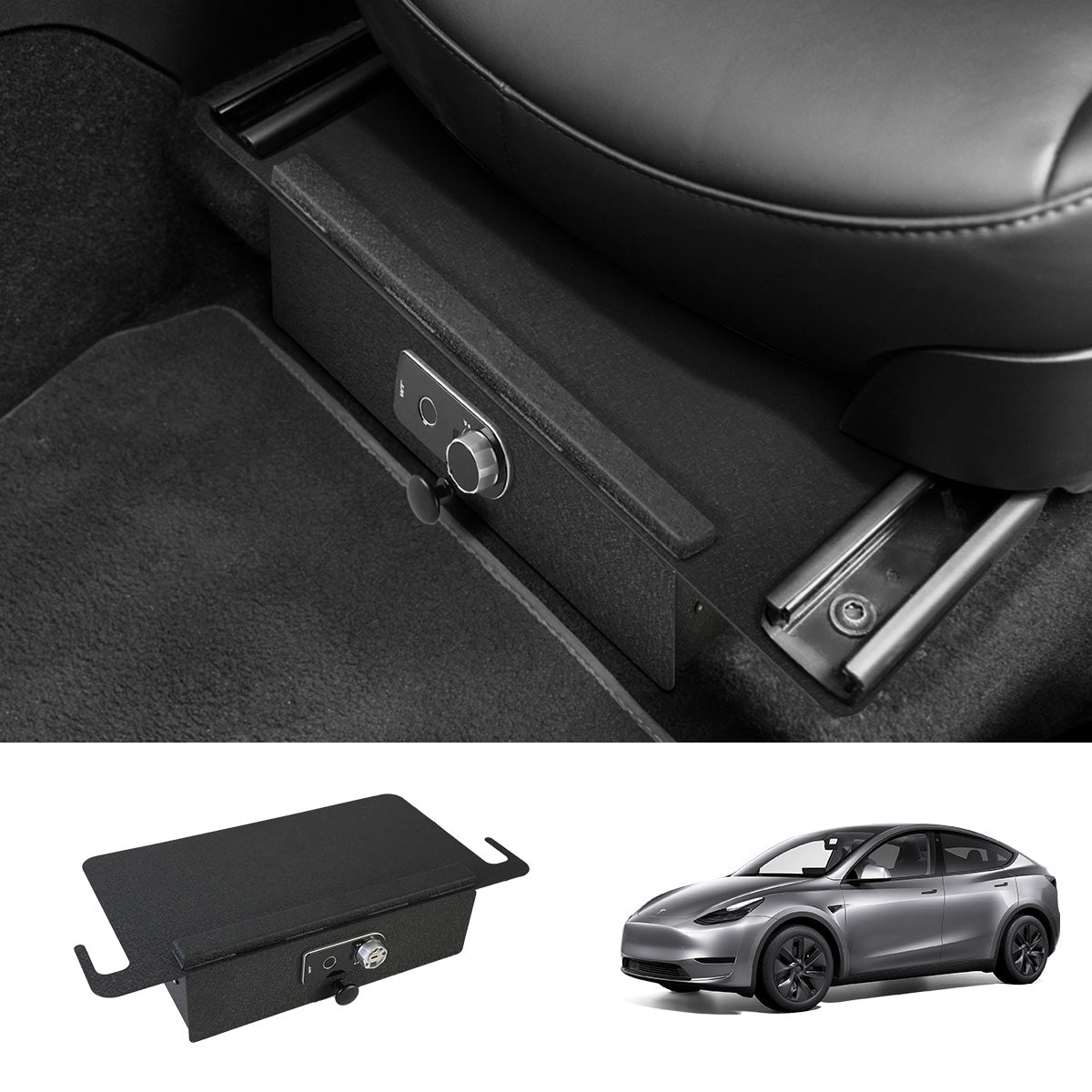 Front Under-Seat Fingerprint Anti-Theft Privacy Gunsafe Organizer Lockbox for Tesla Model Y(2020-2024) Ships 25 days after ordering.
