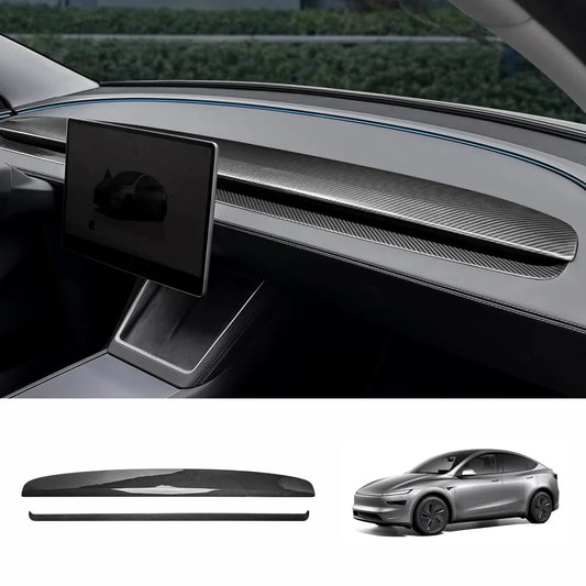 [Real Carbon Fiber] Dashboard Vent Trim for Tesla Model Y Juniper 2025+ Full Set (Upper + Lower)-2PCS Glossy Carbon Fiber