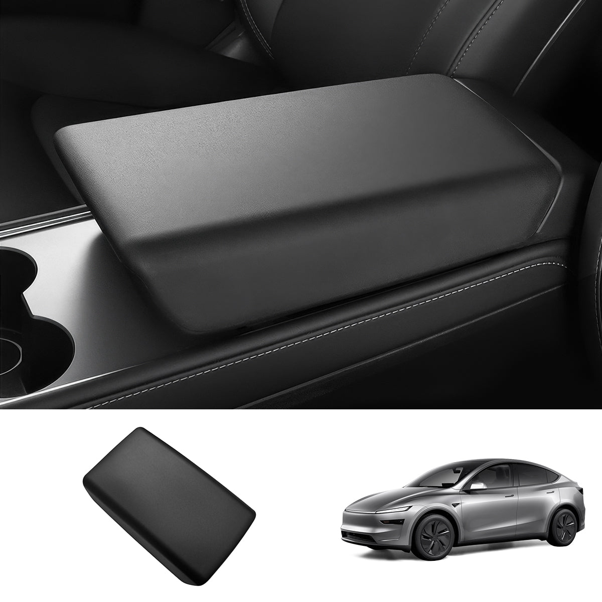 TPE Center Console Armrest Cover for Tesla Model Y Juniper 2025+ Black
