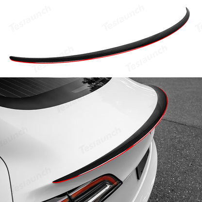 [Real Carbon Fiber] Spoiler Wing With Red Line for Tesla Model Y/3 Glossy Real Carbon Fiber 2017-2023.08 Model 3