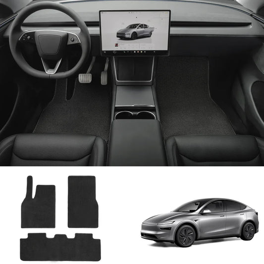 Durable Carpet-Style Floor Mats (3-Piece Set) for Tesla Model Y Juniper 2025+ Black