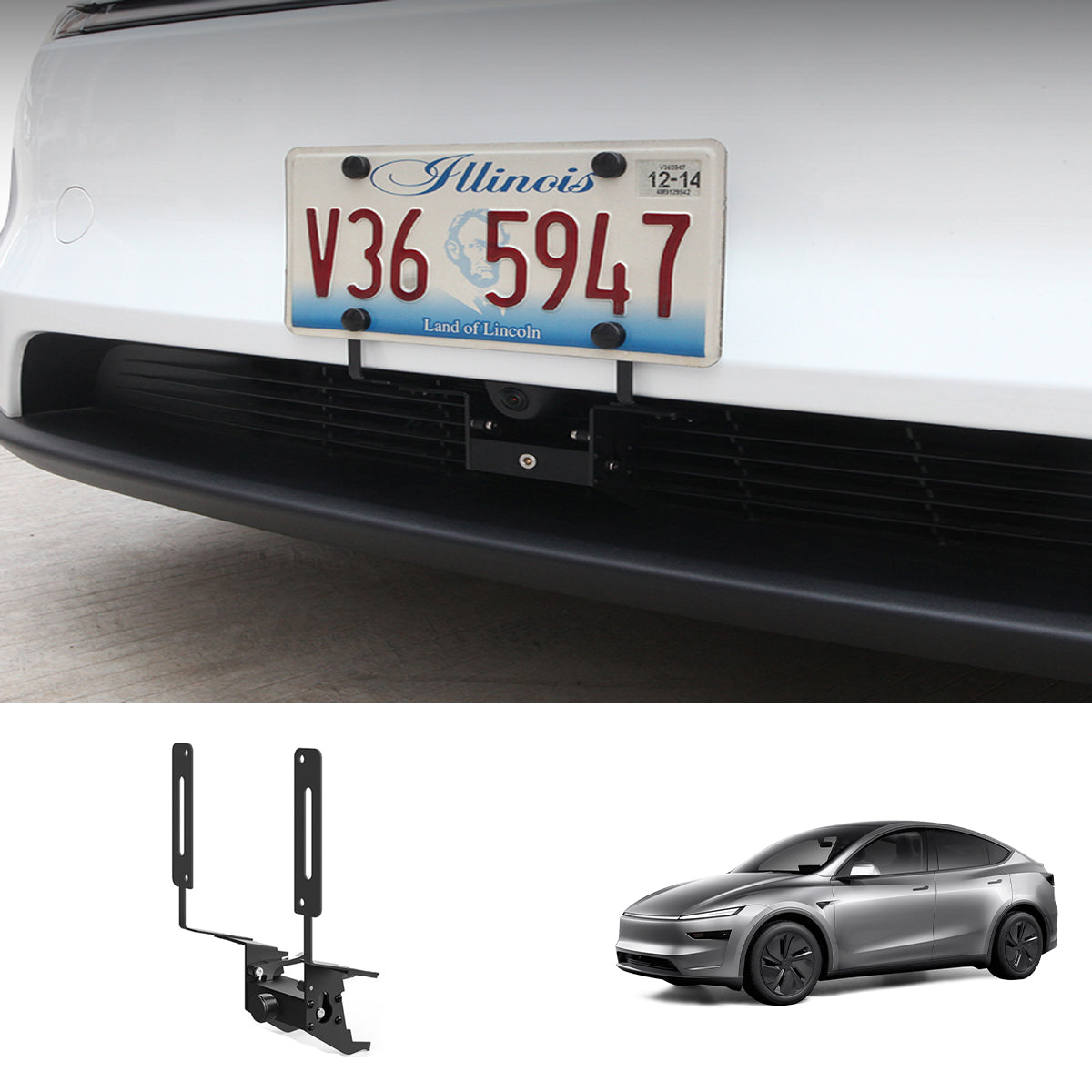 Drill-free Anti-theft US Standard License Plate Frame for Tesla Model Y Juniper 2025+ Black