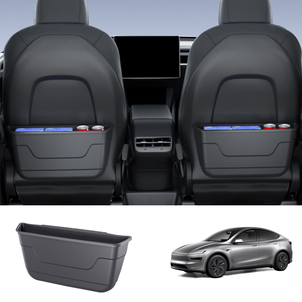 Rear Seat TPE Storage Box For Tesla Model Y Juniper 2025+/ Model 3 Highland 2024+ 1PC