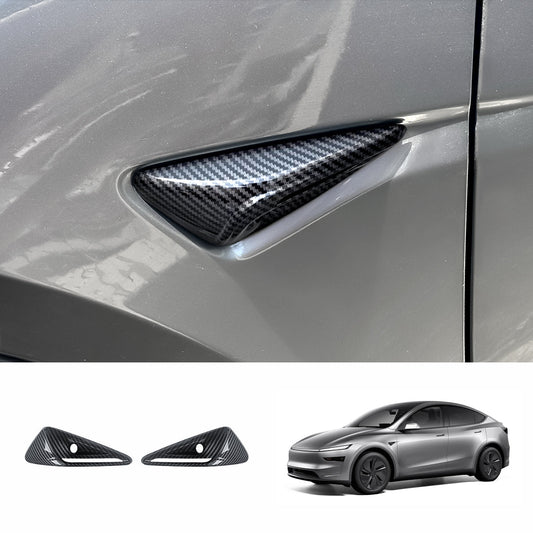 Carbon Fiber Pattern Turn Signal & Side Camera Covers (ABS) for Tesla Model Y Juniper 2025+ Glossy Carbon Fiber Style