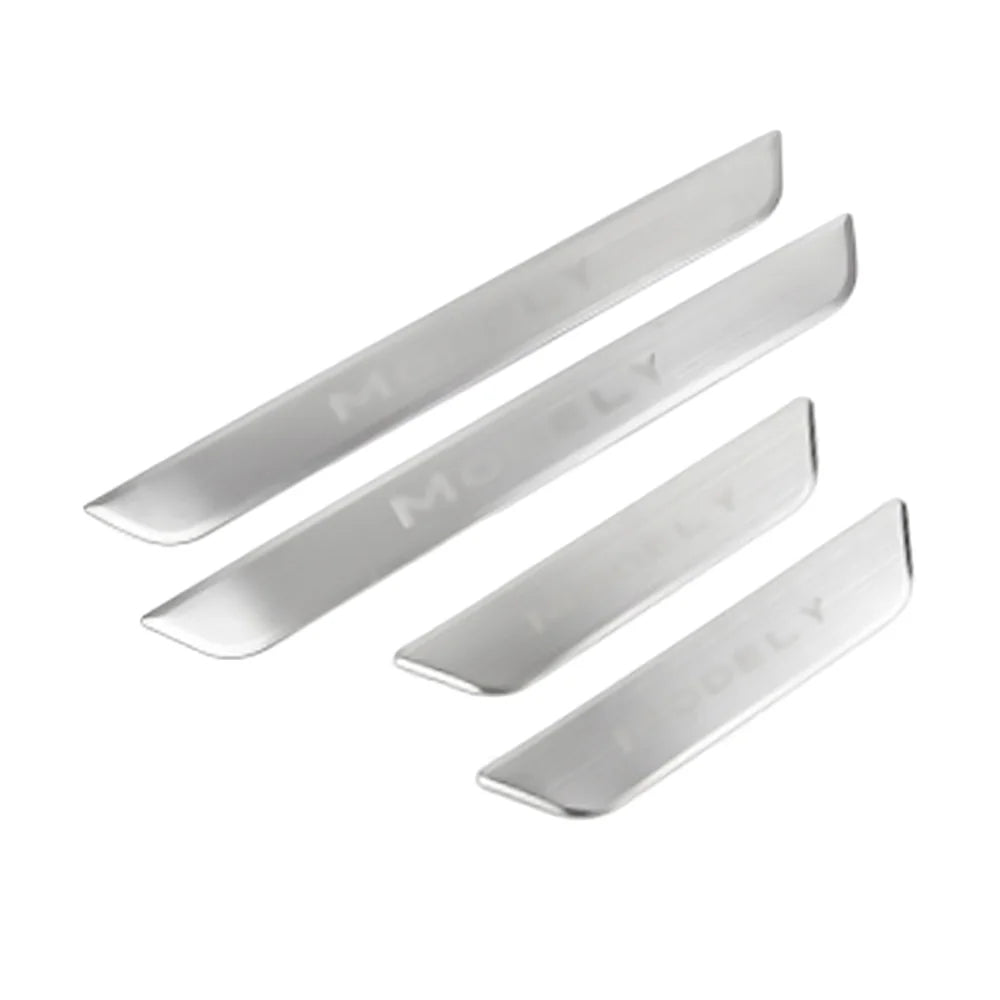 Tesla Model Y Door Sill Covers Vinyl Wrap Protector (2020-2023) Front & Rear (2 Pairs) Silver