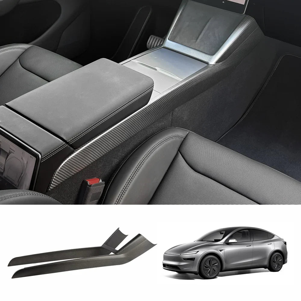 [Real Carbon Fiber] One-Piece Center Console Side Trim for Tesla Model Y Juniper 2025+ Matte Carbon Fiber